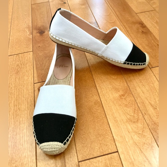 J. Crew canvas cap-toe slip-on espadrilles black/white Size 11 - Picture 2 of 8